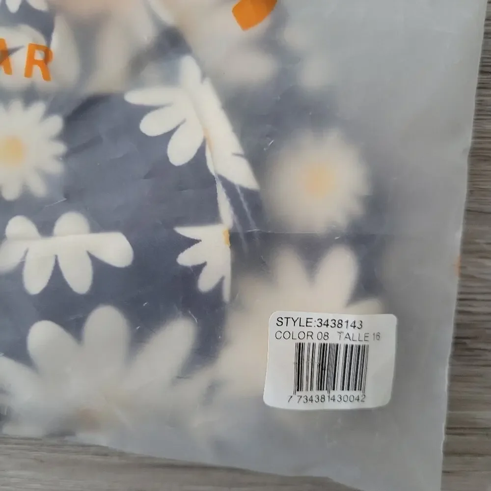 Citrus two piece ruffle top daisy print swimsuit Size 16